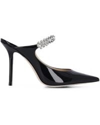 Jimmy Choo - Bing 100 Patent-Leather Mules With Crystal Strap - Lyst
