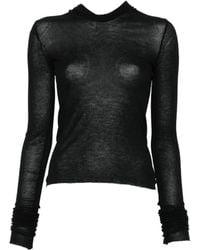 Rick Owens - T-Shirt Davy A Maniche Lunghe A Coste - Lyst