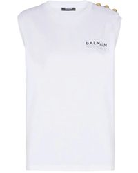Balmain - Top De Lana Con Detalle De Botón - Lyst