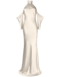 Michelle Mason - Halterneck Drop-sleeve Maxi Dress - Lyst