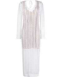 Brunello Cucinelli - V-Neck Open-Knit Long Dress - Lyst