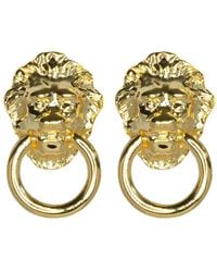 Kenneth Jay Lane - Lion Head Door Knocker Earrings - Lyst