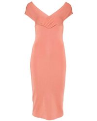 Elisabetta Franchi - Off-The-Shoulder Pleated Dress - Lyst