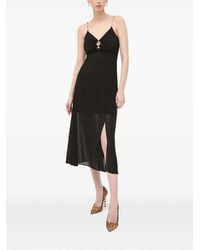 Morgan - Robe Mi-Longue Fendue À Bretelles En Chaîne - Lyst