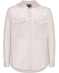 Emporio Armani - Semi-sheer Hooded Shirt - Lyst
