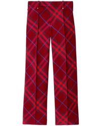 Burberry - Check Wool Trousers - Women's - Wool/viscose - Lyst