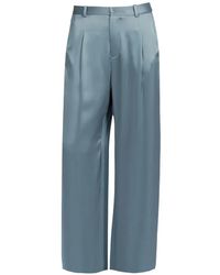 LAPOINTE - Pleated Satin-Finish Trousers - Lyst