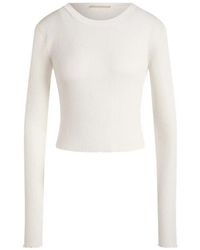 12 STOREEZ - Lattice Ribbed-Knit Cropped Sweatshirt - Lyst
