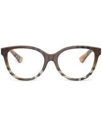Burberry - Runde Brille Mit Karomuster - Lyst