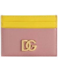 Dolce & Gabbana - Calfskin Card Holder With Dg Logo - Lyst