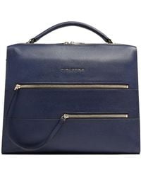 Piquadro - Grained-Leather Laptop Bag - Lyst