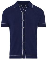 Patrick Assaraf - Ribbed-Knit Piped Shirt - Lyst