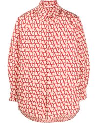 Valentino - Seidenhemd mit Toile Iconographe-Print - Lyst