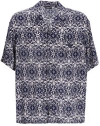 Emporio Armani - Tile-print Cuban-collar Shirt - Lyst