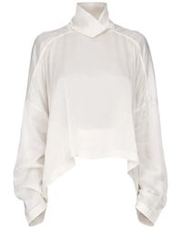 Rick Owens - Jumbo High-Neck Long-Sleeve Blouse - Lyst