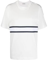 Moncler - Logo-stripe Cotton T-shirt - Lyst