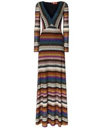 Missoni - V-Neck Patterned Maxi Dress - Lyst