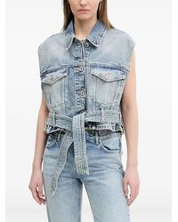 HUGO - Ärmellose Jeansjacke mit Gürtel - Lyst
