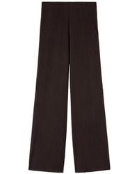 Agnona - Corteccia Plissé-Effect Straight Trousers - Lyst