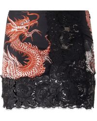 Roberto Cavalli - Kanten Rok Met Draakprint - Lyst