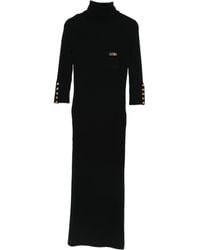 Elisabetta Franchi - Form-Fitting Midi Dress With Turtleneck - Lyst