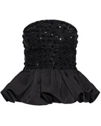 ROTATE BIRGER CHRISTENSEN - Sequin-Embellished Peplum Top - Lyst