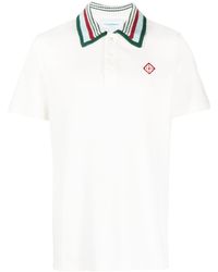 Casablancabrand - Striped-collar Regular-fit Organic-cotton Piqué Polo Shirt - Lyst