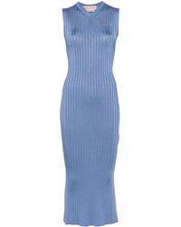 Marni - Logo-Jacquard Ribbed-Knit Maxi Dress - Lyst