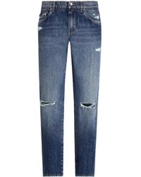 Dolce & Gabbana - Classic Cotton Jeans With Distressed Details - Lyst