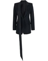 The Attico - Single-Breasted Jacket With Notched Revers And Oversized Band Detail - Lyst