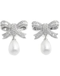 Self-Portrait - Crystal-Embellished Bow Earrings - Lyst