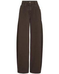Brunello Cucinelli - Dyed Denim Wide Trousers With Monili - Lyst