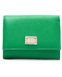 Dolce & Gabbana - Dauphine calfskin wallet with branded tag - Lyst