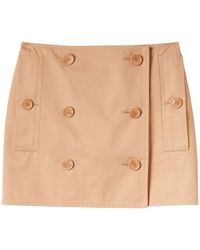 Burberry - Cotton Gabardine Mini Trench Skirt - Lyst