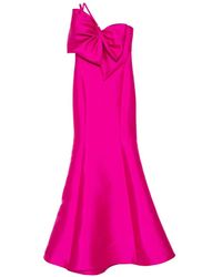 Amsale - One-Shoulder Bow Maxi Dress - Lyst