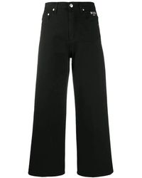 MSGM - Logo-Detail Wide-Leg Trousers - Lyst
