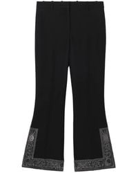 Burberry - Cropped Embroidered Wool Silk Flared Trousers - Lyst