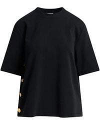 Essentiel Antwerp - Korse Button-Detail Crew-Neck T-Shirt - Lyst
