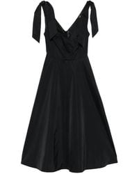 Elisabetta Franchi - Tie-Shoulder V-Neck Midi Dress - Lyst