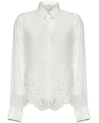 Ermanno Scervino - Chemise En Soie À Bordure En Dentelle - Lyst