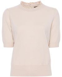 N.Peal Cashmere - Ruffle Trim Cashmere T-shirt - Lyst