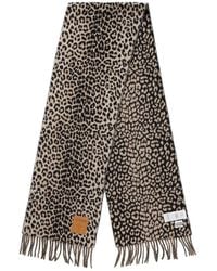 Ganni - Sciarpa Leopardato Con Frange - Lyst