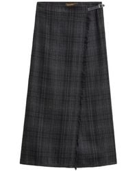 Woolrich - Checked Frayed-Edge Midi Skirt - Lyst