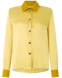 Roberto Cavalli - Velvet-Inserts Silk Shirt - Lyst