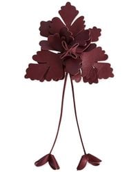 Alberta Ferretti - Brosche Aus Leder Mit Blumenmotiv - Lyst