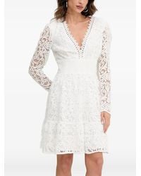 Morgan - Lace V-Neck Mini Dress - Lyst