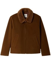 Sandro - Shearling-Collar Zip-Up Jacket - Lyst