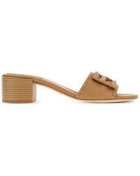 Fendi - Baguette Leather Medium-Heel Slides - Lyst