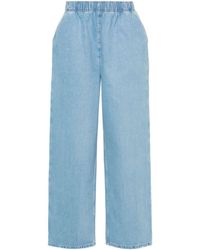 Prada - Elasticated-waistband Wide-leg Jeans - Lyst