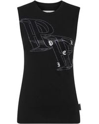 Philipp Plein - Crystal-Embellished Logo-Print Tank Top - Lyst